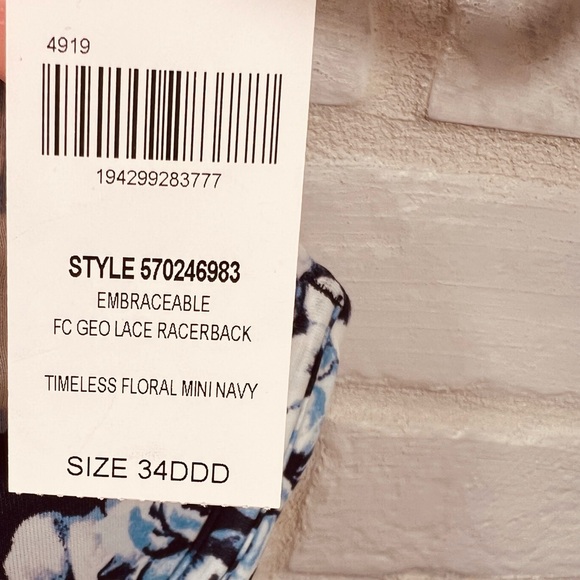 NWT Soma Embraceable Geo Lace
Racerback Underwire Bra 34 DDD Floral Navy #0481 - Picture 11 of 13